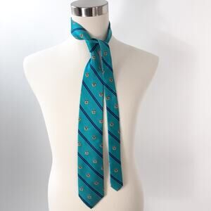 Southern Tide Blue Gold Skipjack Palm Crest Silk Tie Handmade Italy